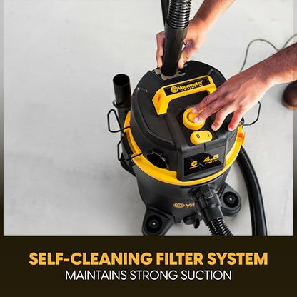 Vacmaster Professional 6 Gallon 4.5 Peak HP Wet/Dry Vacuum with Self-Cleaning Filter System - VDK611PF 0201 - size: 6 gallons