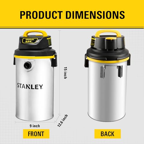 STANLEY Wet Dry Vacuum,4.5 Gallon 4HP Wall Mounted Shop Vac,26 Cleaning Ranging Stainless Steel Tank,Garage/ Home/Upholster/Laundry/Rooms Vacuum SL18133 - color: Sl18133