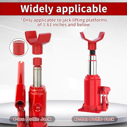 2-in-1 Bottle Jack Adapter - Universal Steel Adapter for Safe Jack Lift, Fits 1.61-Inch (41mm) or Smaller Bottle Jacks, Works with Round Axles (4.5" Max) & Square Axles (3.5" Max) - color: Red-With one jack adapters