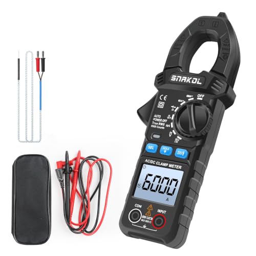 6000 Counts Digital Clamp Meter, 35mm Jaws NCV AC DC Current Voltage Tester | Auto-ranging clamp meter tests resistance, capacitance, diode, continuity, frequency & thermocouple temperature - style: 6000 Counts Professional
