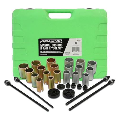 OEMTOOLS 27212 Manual Bushing Removal Tool Set, Suspension and Wheel Bearing Service Kit, 20 Cups and Adapters for Bushing, Seal, and Bearing Replacement, Control Arm and Axle Repair