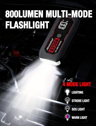 8250A Jump Starter Battery Jump Starter Battery Pack (for All Gas or 10.0+L Diesel), 12V Potable Heavy Duty Car Jump Start with 3.2 inch HD Screen, 2 USB Power Bank 48-Months Stand-by Time