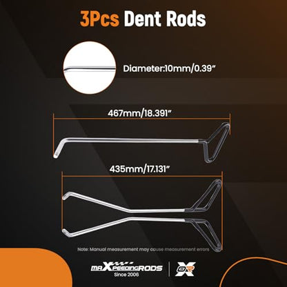 maXpeedingrods Paintless Dent Repair Tools, Dent Removal Rods with Awl Head, Car Auto Body Dent Removal for Hail Dents and Door Ding (3pcs Rod 20 pcs Head) - size: 26 PCS