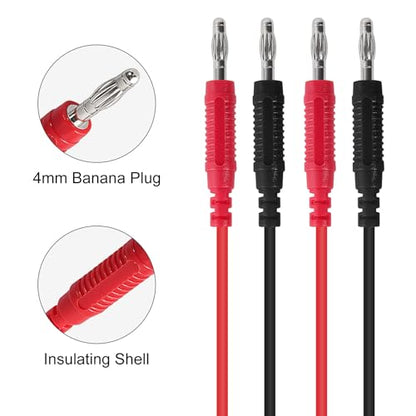 4mm Banana Plug Test Leads Dual-Ended Multimeter Electrical 4mm Banana-Plug Silicone Flexible Copper Cable 1 Meter for Multimeter & Oscilloscope Testing - color: 1set banana to banana