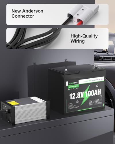 LiFePO4 Battery Charger 12V 40A, AC-DC Smart Lithium Battery Charger for 12.8V LiFePO4 Lithium Batteries, 40A Fast Charging for Solar, Marine, RV, Trolling Motor Batteries