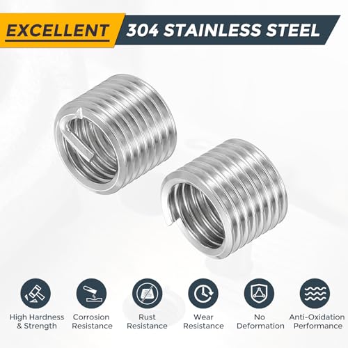 HARFINGTON 20pcs Wire Thread Repair Inserts M8 x 1.25 x 1.5D (12mm) Metric 304H Stainless Steel Helical Coiled Wire Screw Threaded Sleeve Sheath for Automotive Repairs - size: M8 x 1.25 x 1.5D