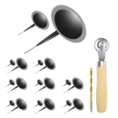 Tire Plug Kit Tire Patch Kit Heavy Duty, Tire Plug Repair Tools, 16Pcs Tire Patch Plugs, Tire Patch Roller Kit with 4mm Round Shank Twist Drill Bit for Vehicle - size: 16 Tire Patch Plugs + 2 Accessories