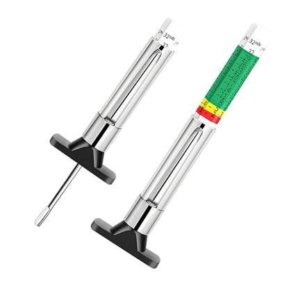 2PCS Car Tire Tread Depth Gauge, 32nds Smart Color Coded Automotive Tire Thread Depth Checker Meter Tool, Professional Tyre Measurement Gauge Tool for Cars Trucks Motorcycles - color: 2pcs