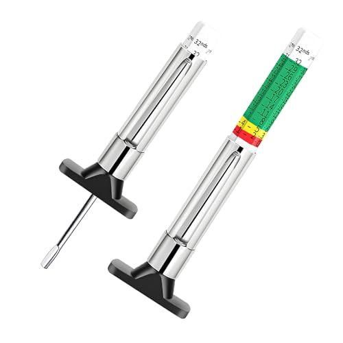 2PCS Car Tire Tread Depth Gauge, 32nds Smart Color Coded Automotive Tire Thread Depth Checker Meter Tool, Professional Tyre Measurement Gauge Tool for Cars Trucks Motorcycles - color: 2pcs