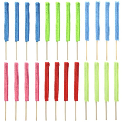 24 Pcs Microfiber Detail Duster Sticks | Mini Duster Crevice Cleaning Tool Kit, For Car Air Vents, Home Blinds, Fans, Windows, Small Spaces, Gap Dust Cleaner