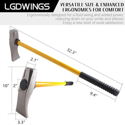 32" Tire Bead Breaker Wedge, Heavy Duty Manual Tire Hammer for Semi Truck, Tractor, Bus & RV - Unbreakable Fiberglass Handle Shock-Absorbing Rubber Grip, High-Carbon Steel Wheel Changing Tool