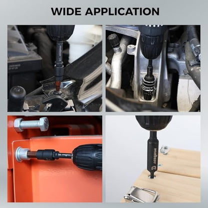 7-Piece High Torque Impact Socket Adapter & Magnetic Bit Holder Set, 1/4" Hex Shank Drill Socket Adapter to 1/2" 3/8" 1/4" Drive, Magnetic Bit Holder for Impact Driver & Drill, With Organizer Rack - style: 7-PCS + Magnetic Bit Holder