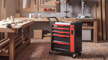5-Drawer Tool Chest with Wheels, Rolling Tool Chest with Side Drawer,Tool Cabinet Drawers lockable,Tool Cart with Top compartment,for Garage Storage,Workshop,Home,Safety Rounded Corner Anti-collision - style: 5-Drawer
