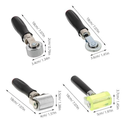 Mobestech 4pcs Tire Repair Roller Tool for Car Interior and Heat Insulation Mat, Plastic Metal Rubber Construction, Avoiding Air Bubbles and Pressing Tire Patches, for Floors and Car Audio