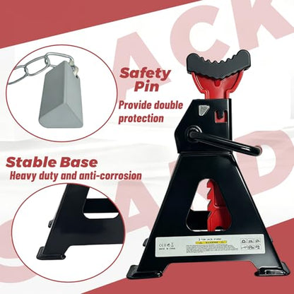 HENBOW Jack Stands,3 Ton(6600 Lbs) Capacity Car Jack Stand with Lock Pin,11.02"-16.14" Adjustable Height for Cars Trucks,Garage, SUV, UTV/ATV,1 Pair,Black - color: Black