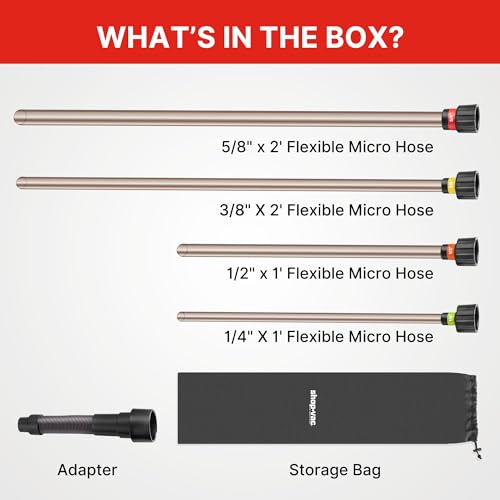 Shop-Vac Long Reach Flexible Micro Hose Set, Flexible Shop Vac Attachments with Universal Fit Adapter from 1-1/4”, 1-1/2”, 1-7/8”, 2-1/2”, Ideal for tight spaces, crevice corners and dryer vent