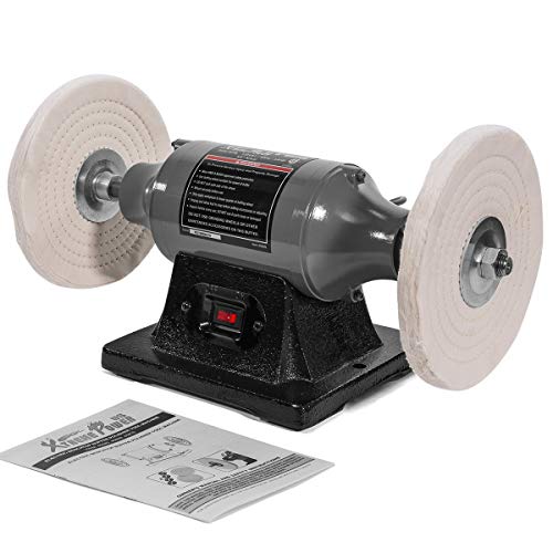 XtremepowerUS 8" Bench Polishing Buffer Machine, 3/4 HP Heavy-Duty Buffer Grinder, Dual Wheel Metal Polisher for Steel, Aluminum, Brass, Chrome, Automotive & Jewelry Polishing - size: 8" Buffer Grinder