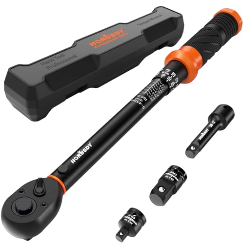 HORUSDY 3/8" 5PCS Torque Wrench Set(5–45 ft-lb/ 6.8–61 Nm) – Torque Wrench 3/8 Drive with 3" Extension, 3/8" to 1/4" & 3/8" to 1/2" Adapters, Case for Bike, Car, Moto & Other Repair - size: 5–45 ft-lb, style: 3/8" drive with 3" Extension, 3/8" to 1/4" & 3