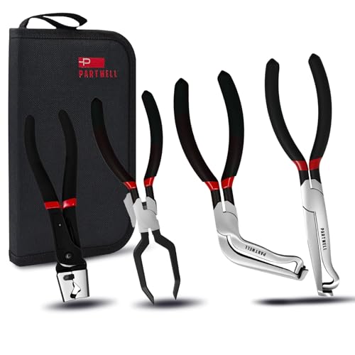 Electrical Disconnect Pliers Set – 3PC Electrical Disconnector Pliers for Cars, Fuel Line Disconnect Tool, and 1PCS Electrical Connector Plier – Automotive Electrical Tool Kit - color: Red-black
