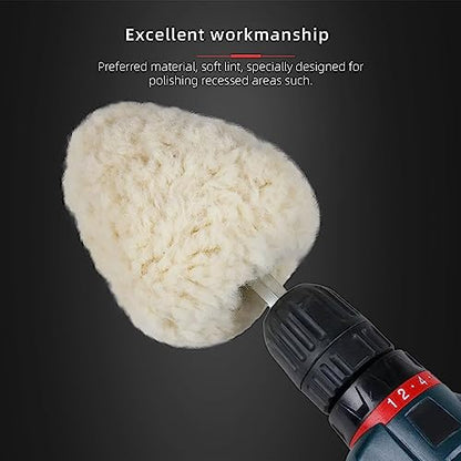 SPTA 1Pc Wool Polishing Cone, Car Wheel Hub Drill Wool Polishing Ball Polishing Ball,Wool Polishing Cone - color: Wool Polishing Cone