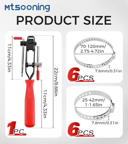 13Pcs CV Joint Banding Boot Axle Clamp Pliers Kit,Automotive Universal Adjustable Drive Shaft CV Boot Band Crimp Clamps,Stainless Steel CV Joint Boot Band Clamps for Most Cars