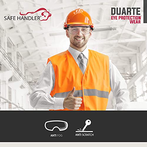SAFE HANDLER Duarte Anti fog Safety Glasses Over Eyeglasses, 144 pack | ANSI Z87.1, Impact & Scratch Resistant UV 400 Eyewear for Men & Women — Built in side shield and Adjustable Temples - style: 144 Pairs