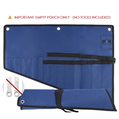 16 Pockets Tool Roll Wrench Roll Organizer, Rolled Tool Pouch Bag with Water Proof Oxford Cloth, Blue (Only Bag) - color: Blue