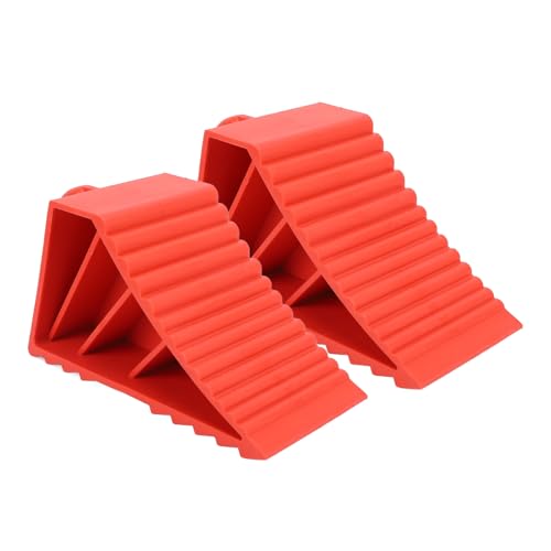 Ejoyous Heavy Duty Rubber Wheel Chock with Ribbed Anti Slip Design and Handle for Car Truck SUV Trailer RV