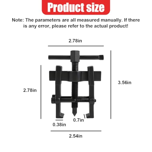 Two Jaw Bearing Gear Puller, 2'' Carbon Steel Adjustable Gear Remover Tool, Universal Hand Pump Pulley Puller Tool for Automotive Flywheel/Motorcycle Wheel/Machine Bearing (Black)