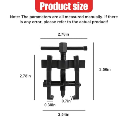 Two Jaw Bearing Gear Puller, 2'' Carbon Steel Adjustable Gear Remover Tool, Universal Hand Pump Pulley Puller Tool for Automotive Flywheel/Motorcycle Wheel/Machine Bearing (Black)
