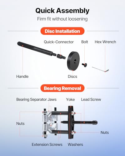 VEVOR 52pcs Custom Bushing Bearing and Seal Driver Set & 14pcs Bearing Puller Kit, 2 in 1 Bushing Bearing Driver Press Kit, Heavy Duty Removal Installation Tool Set with 49 Bushings, Separators & Jaws