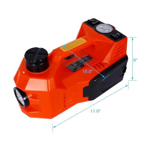 Electric Car Jack Kit, Luxebough 5T 12V Hydraulic Car Jack Lift with Electric Impact Wrench, 4-in-1 Portable Floor Jack with LED Light and Safety Reflector, Professional Emergency Tire Change Tool Set