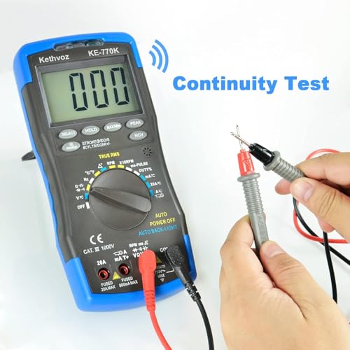 Automotive Digital Multimeter, Kethvoz True RMS AC/DC Voltage & Current Tester, 6000 Counts Auto-Ranging with RPM, Dwell Angle, Pulse Width, Temperature, Duty Cycle, Continuity, and NCV Detection