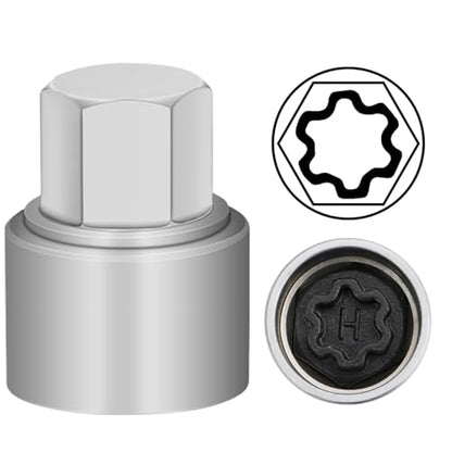 H Wheel Locking Nut Key Compatible with Audi Series, (Socket OD 27mm - ID 25mm), Wheel Lock Nut Socket Adapter, Wheel Anti-Theft Lug Nut Removal Tool, Anti-Theft Screw Remover - size: Socket H