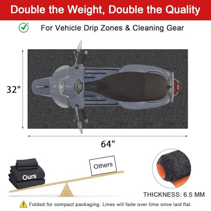 Golener Oil Spill Mat - 64"x32" Garage Floor Mat for Under Car, 1/4" Thick, Rubber Floor Mat, Absorbent Oil Mat, Protect Floor from Spills & Stains, Waterproof, Reusable, Washable, Durable, Heavy Duty - size: 64" x 32"