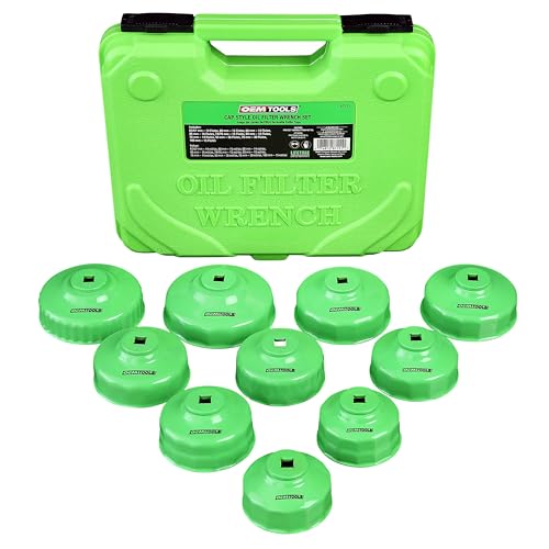 OEMTOOLS 10 Piece Flute Oil Filter Wrench Set Non-Slip Grip & 3/8" Drive | 10 Piece Flute Oil Filter Wrench Set, Fits 3/8" Ratchet, Non-Slip Grip, Rust-Resistant, Storage Case - style: 10 Piece Set