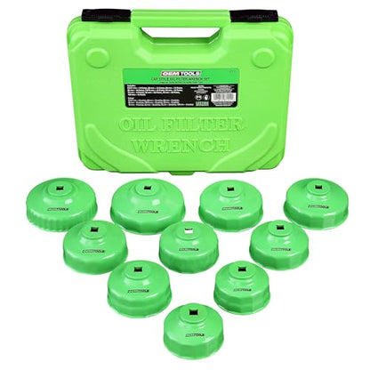 OEMTOOLS 10 Piece Flute Oil Filter Wrench Set Non-Slip Grip & 3/8" Drive | 10 Piece Flute Oil Filter Wrench Set, Fits 3/8" Ratchet, Non-Slip Grip, Rust-Resistant, Storage Case - style: 10 Piece Set