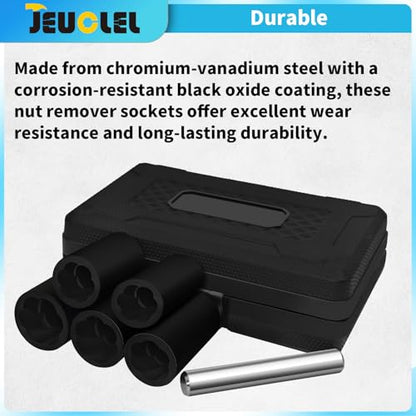 6PCS Twist Lug Nut Socket Set, 1/2" Drive Bolt Nut Extractor Tool | Metric, 17mm, 19mm, 21mm, 23mm, 27mm Socket, Damaged Nut Lock Remover, Rusted, Stripped, Screws, Stuck Locking Nut Removal - color: 6pcs Lug Nut Extractor 1/2 Inch Drive