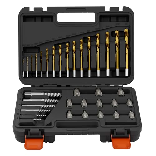 35-Piece Screw Extractor & Left-Hand Drill Bit Set – Easy Out Bolt Remover for Stripped, Broken, Rusted Screws, Bolts, Nuts & Studs - size: 35PCS