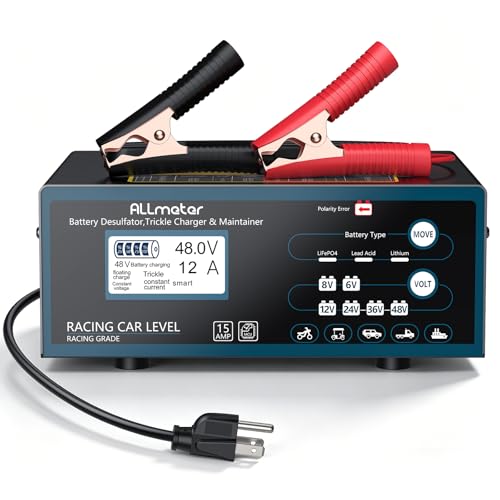 Smart Battery Charger Maintainer 0-12A Fully Automatic, Multi Voltage 6V 8V 12V 24V 36V 48V Automotive Charger for Car,Golf Cart,RV,Marine,AGM,Gel,Lead Acid Batteries,Pulse Repair Technology | Auto 6V/8V/12V/24V/36V/48V, AGM/GEL/STD/Calcium/Deep Cycle, fo