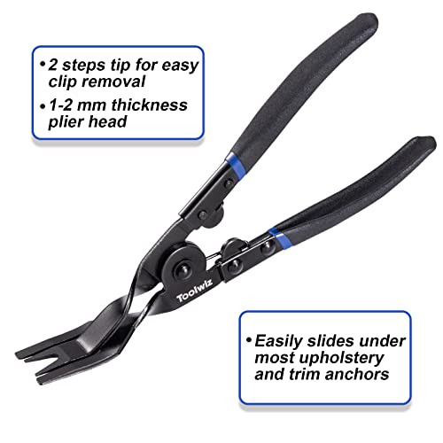 Toolwiz Panel Removal Tool Universal Auto Door Car Upholstery Trim Clip Removal Plier - Car Interior Clip Fastener Panel Pliers Automotive Prevents Damage to Trim Vehicle Dash Radio Audio Installer