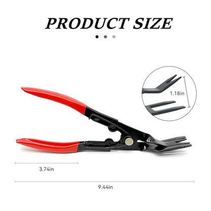 Panel Clip Removal Plier, Automotive Door Panel Upholstery Trim Clip Removal Tool, Remove Push Pin and Press in Trim Clip Fasteners Lift Action Plier (Red) - color: Red