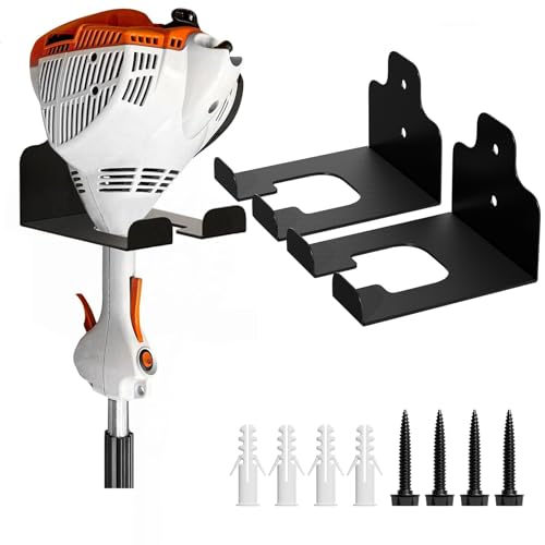 JNIHEEP Garage Organizer Trimmer Rack,Garden Power Tool Hanger,2 Pack,Black | Weedeater Rack, Heavy Duty Weed Whackers Holder Wall Mounted for Grass Trimmer, Hedge Trimmer, Garage Trimmer, Garden Tools - color: Black 2 Packs