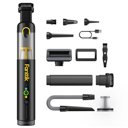 Fanttik Slim V10 Mate Cordless Car Vacuum, 4-in-1 Portable Mini Handheld Vacuum, 17000pa Suction Power, Upgraded Smart Display, 2 Suction Modes for Car, Office Desk, Keyboards