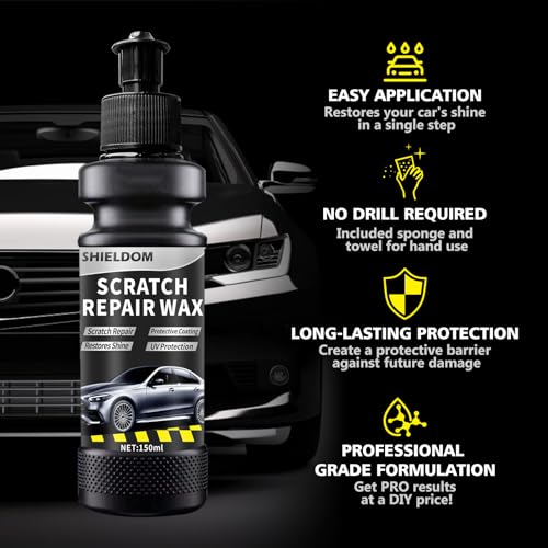 SHIELDOM Car Scratch Remover Auto Paint Scratches Removal & Restorer Kit with Polishing Pad & Microfiber Towel Vehicles Swirl and Scuff Repair Rubbing Compound for Cars, RVs, Trucks & More 5oz/150ml