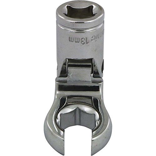Dynamic Tools D008763 3/8" Drive Metric 13mm Flex Head with Crow Foot Flare Nut Socket, Chrome Finish - size: 13 mm