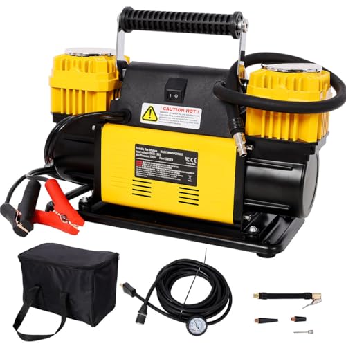 Heavy Duty Air Compressor, Portable Tire Inflator with 26FT Air Hose, 7.06 CFM Air Pump for Trucks, RVs & Off-Road Vehicles with Carry Bag,Yellow - color: Yellow