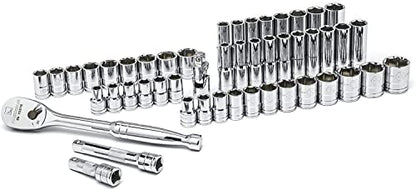 GEARWRENCH 49 Pc. 1/2" Drive 6 Pt. Socket Set, Standard/Deep, SAE/Metric - 80700D - style: 49 piece - 6 point