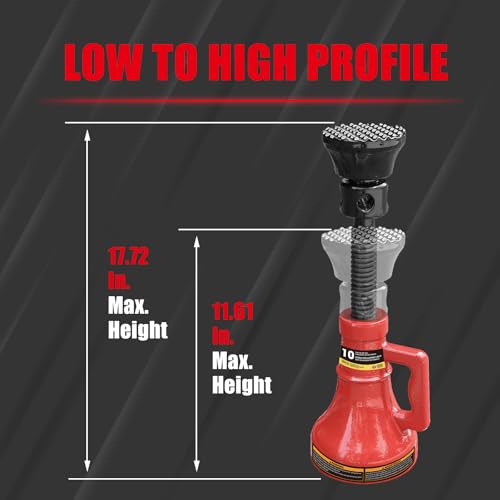 Jack Boss 10 Ton (10,000 LBs) Professional Car Support Screw Jack for House Construction Bridge Stabilization, Red - size: 10 TON