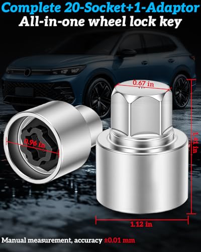 530 Wheel Lock Key for Volkswagen Wheel Lock Key | Compatible With VW VAG Volkswagen, Anti Theft Wheel Socket, Quick Removal Of Locking Lug Nuts - style: 530 compatible with vw wheel lock key